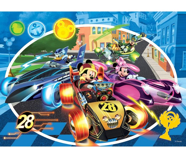 Puzzle de colorat - Mickey in cursa (24 piese)