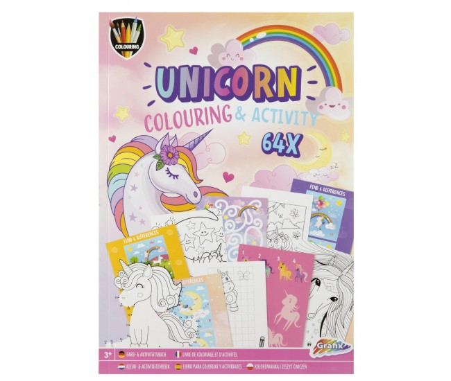 Carte de colorat cu activitati - Unicorn