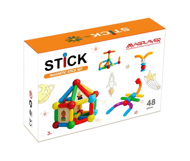 Set de constructie magnetic - STICK (48 piese)