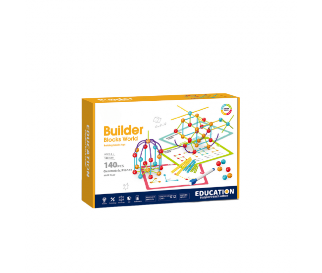 Set de constructie STEAM - Forme 3D ( 140 piese)