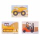 Set 3 puzzle din lemn - Vehicule pentru constructii