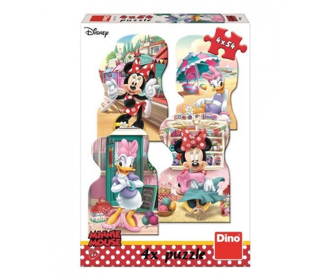 Puzzle 4 in 1 - Minnie si Daisy in vacanta (4 x 54 piese)