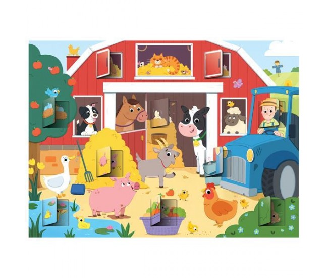 Puzzle cu surprize - Distractie la ferma (20 piese)