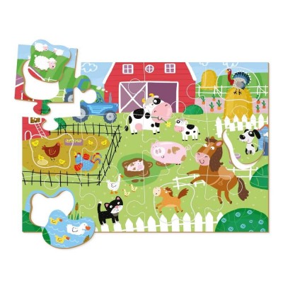 Puzzle cu surprize - La ferma (18 piese)