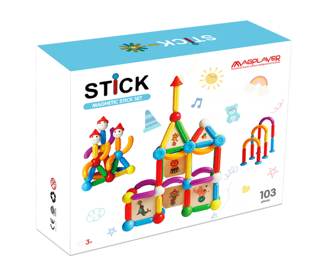 Set de constructie magnetic - STICK (103 piese)