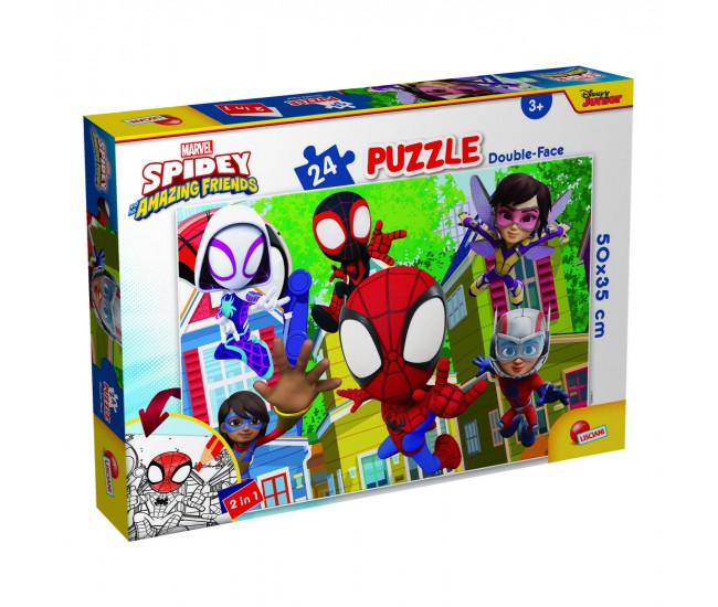 Puzzle de colorat -  Distractie cu paienjenelul Marvel si prietenii lui uimitori (24 piese)