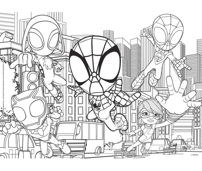 Puzzle de colorat - Paienjenelul Marvel și prietenii lui uimitori (24 de piese)