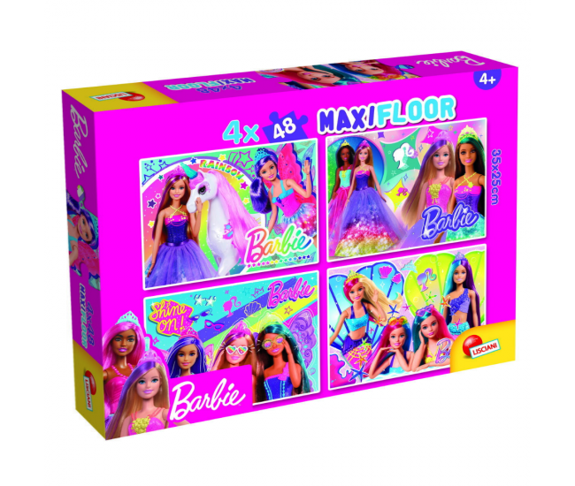 Puzzle de colorat maxi - Barbie (4 x 48 de piese)