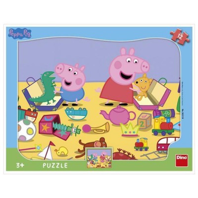 Puzzle cu rama - La joaca cu Peppa Pig (12 piese)