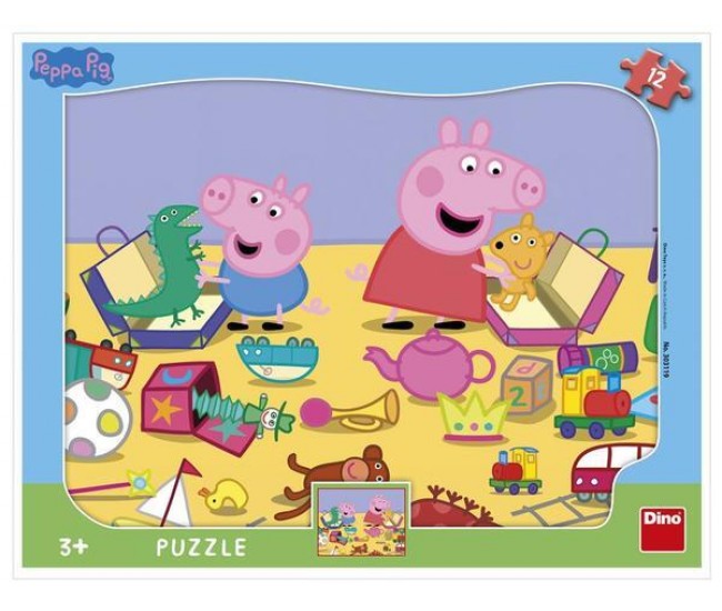 Puzzle cu rama - La joaca cu Peppa Pig (12 piese)