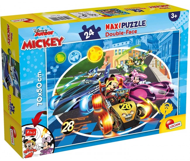 Puzzle de colorat - Mickey in cursa (24 piese)