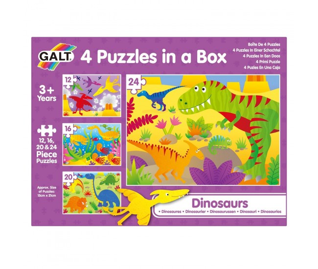 Set 4 puzzle-uri Dinozauri (12, 16, 20, 24 piese)