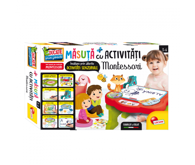 Masuta cu activitati Montessori, in limba romana