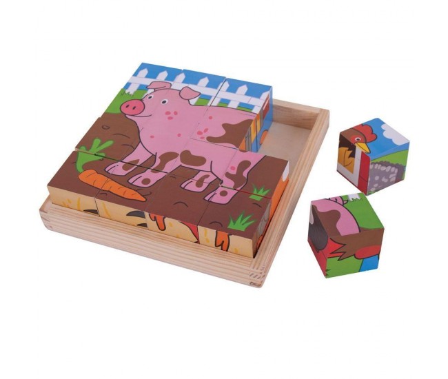 Puzzle cubic - Animalute de la ferma