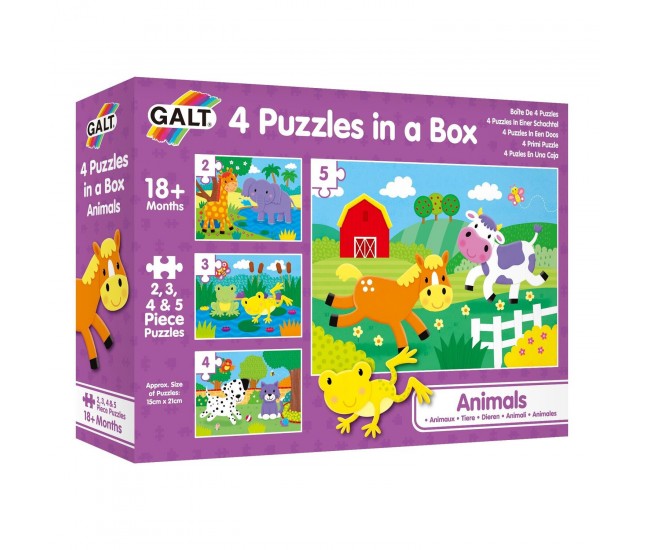 Set 4 puzzle-uri - Animalute (2, 3, 4, 5 piese)