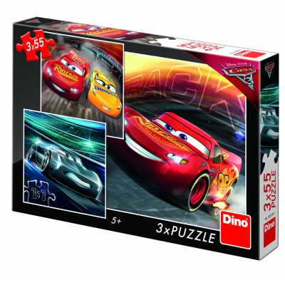 Puzzle 3 in 1 - Cars 3: Cursa cea mare (3 x 55 piese)