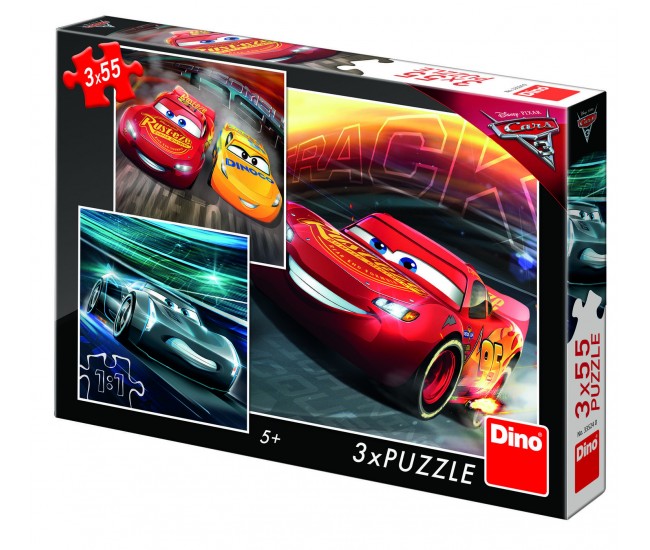 Puzzle 3 in 1 - Cars 3: Cursa cea mare (3 x 55 piese)