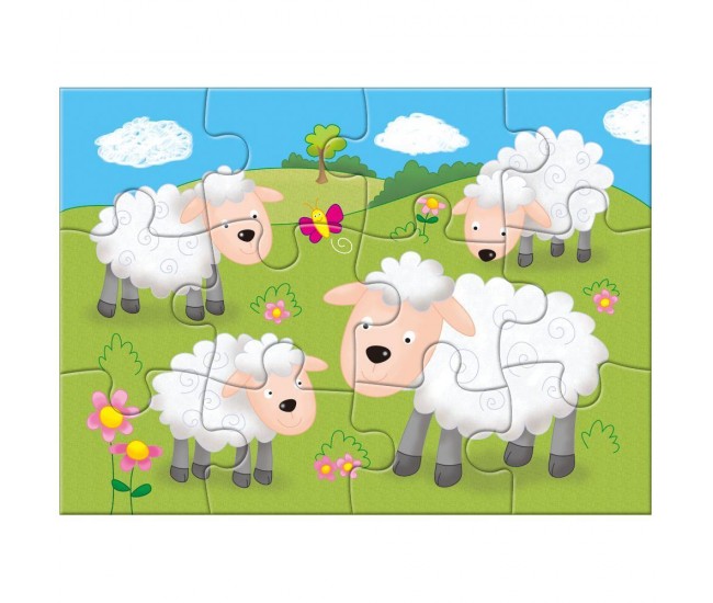 Set 4 puzzle-uri Animale de la ferma (4, 6, 8, 12 piese)