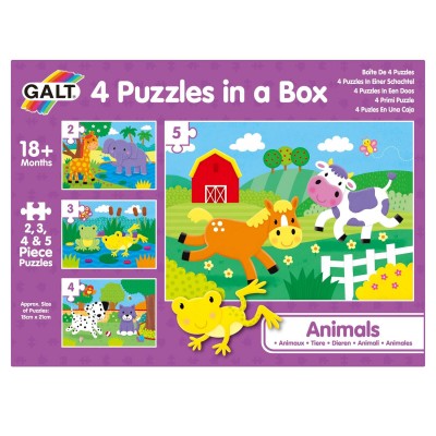 Set 4 puzzle-uri - Animalute (2, 3, 4, 5 piese)