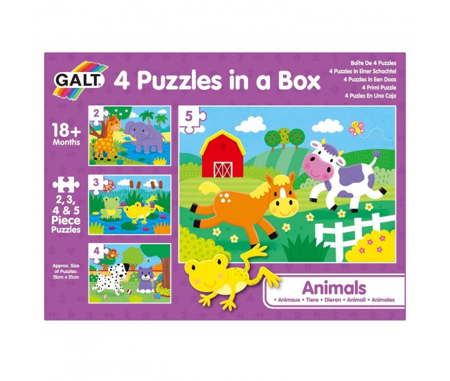 Set 4 puzzle-uri - Animalute (2, 3, 4, 5 piese)