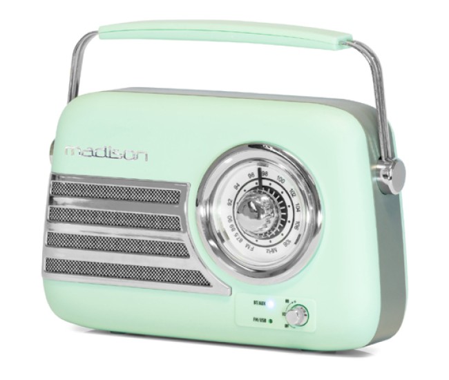 Radio fm portabil nostalgia 15w cu functie bluetooth/aux - verde