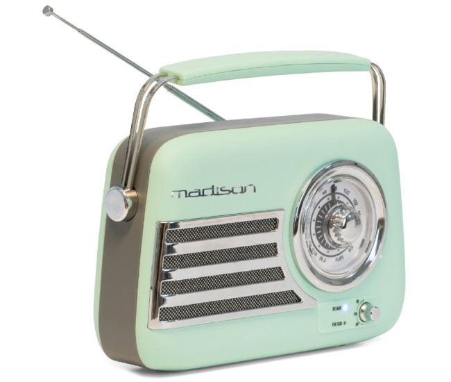 Radio fm portabil nostalgia 15w cu functie bluetooth/aux - verde