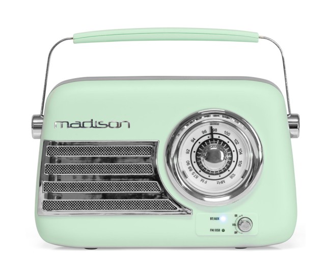 Radio fm portabil nostalgia 15w cu functie bluetooth/aux - verde