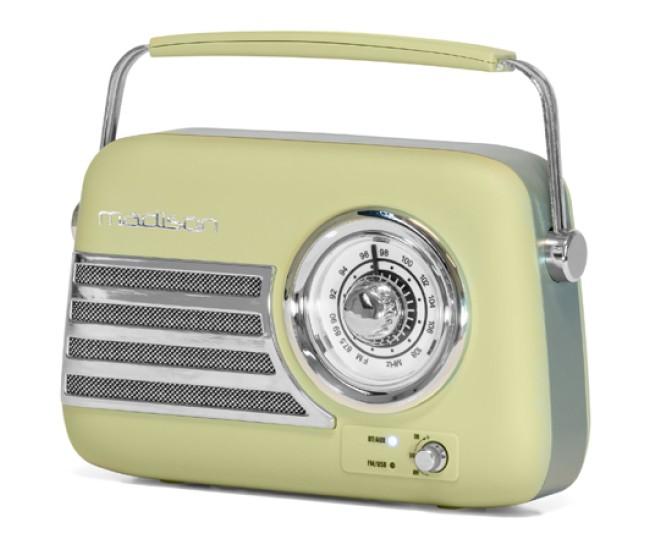 Radio fm portabil nostalgia 15w cu functie bluetooth/aux -olive