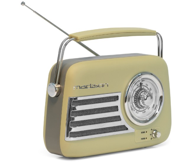 Radio fm portabil nostalgia 15w cu functie bluetooth/aux -olive