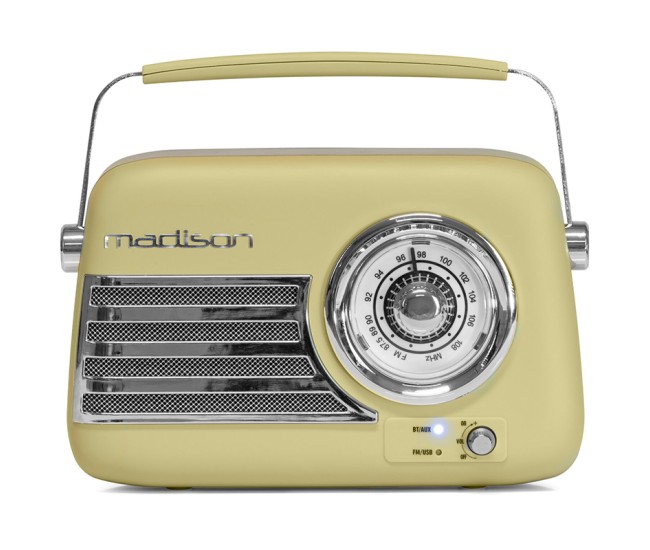 Radio fm portabil nostalgia 15w cu functie bluetooth/aux -olive