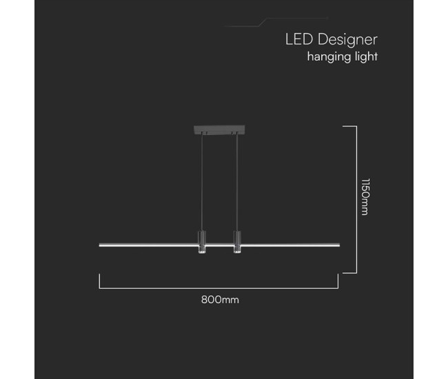 Corp iluminat led suspendat 19w 4000k 80cm x 115cm - negru