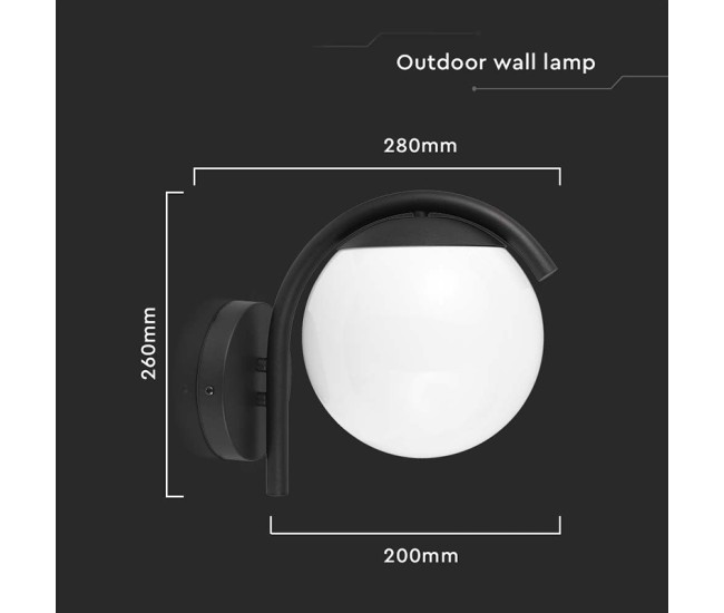 Lampa perete cu soclu e27 ip44 - negru mat