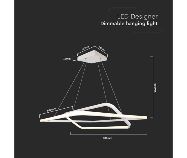 Candelabru led dimabil 50w 4000k 60x60x120cm - alb