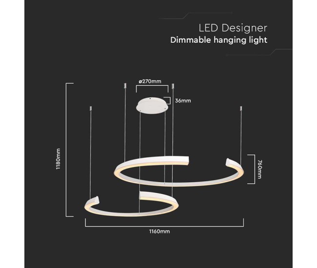 Candelabru led dimabil 50w 3000k 110x80x120cm - alb