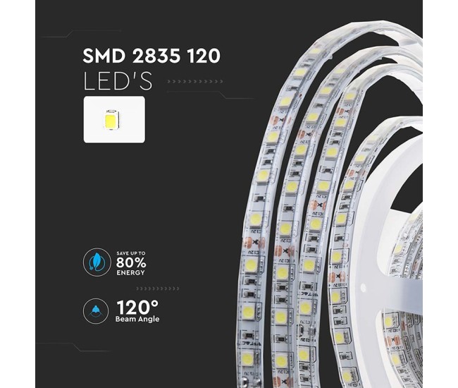 Banda led smd2835 120led/m 24v 4000k ip65 10m