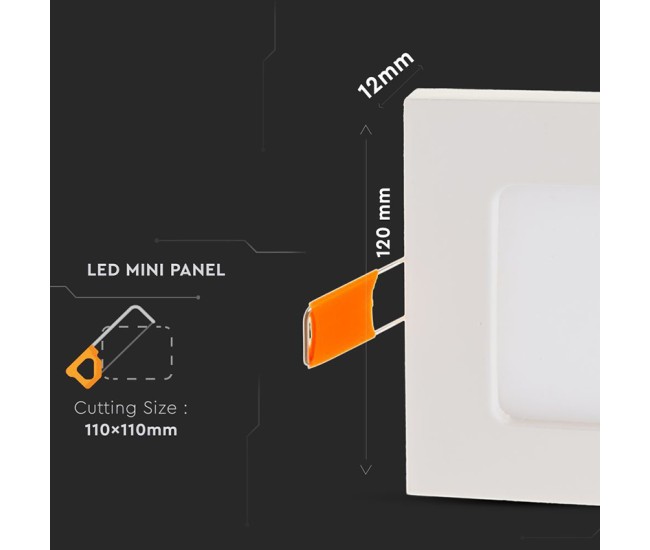 Panou led patrat incorporabil 6w 6400k alb rece