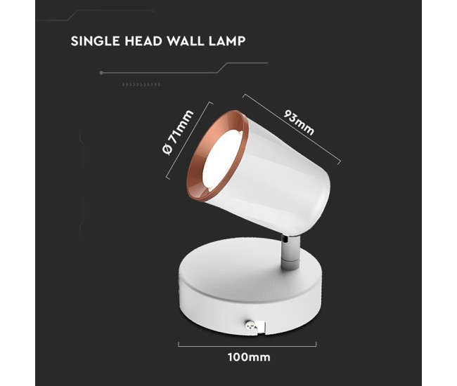 Lampa led montaj perete 6w 4000k alb neutru - alb