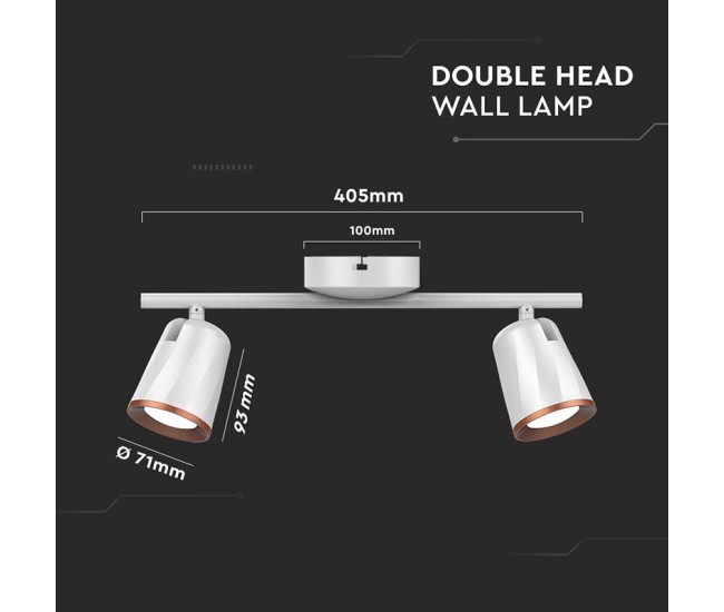 Lampa led montaj perete 2x6w 4000k alb neutru - alb