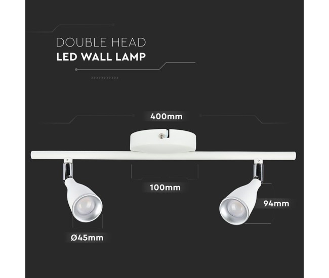 Lampa led montaj perete 9w 4000k alb neutru - alb