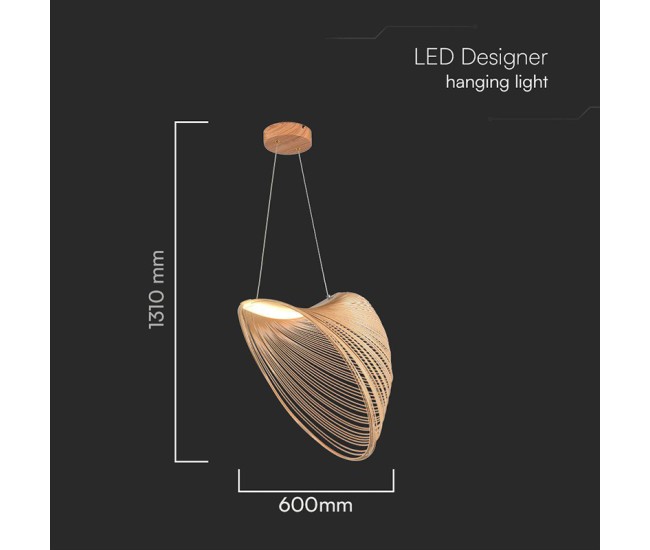 Pendul led 10w design din lemn 3000k