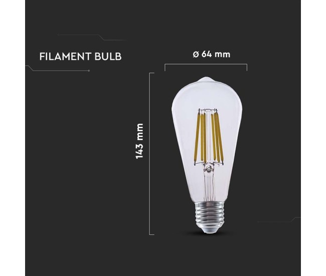 Bec led st64 e27 4w cu filament 3000k model edison