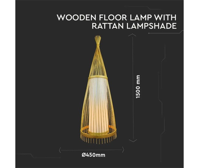 Lampa podea din rattan soclu e27 150cm