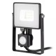 Reflector led smd 10w 4000k ip65 cu senzor miscare - negru