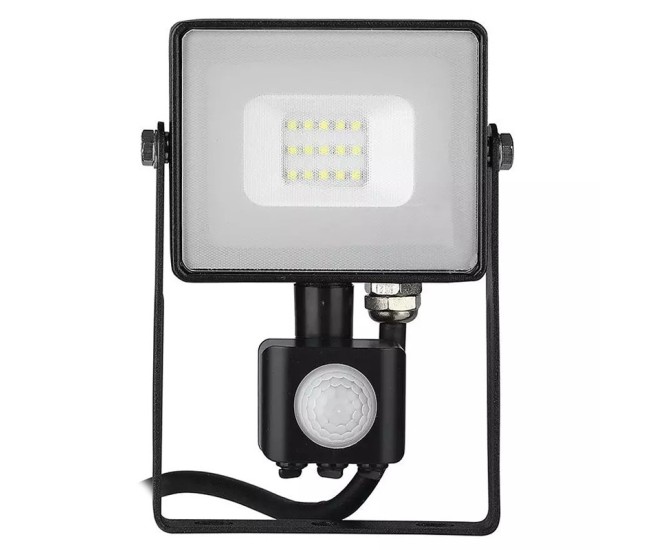 Reflector led smd 10w 4000k ip65 cu senzor miscare - negru