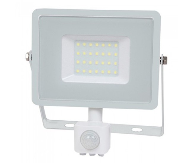 Reflector led smd 30w 6400k ip44 cu senzor miscare - alb