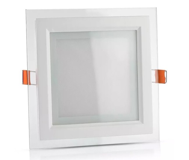 Panou led patrat incorporabil 6w 6400k alb rece, sticla