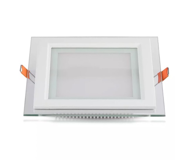 Panou led patrat incorporabil 6w 6400k alb rece, sticla