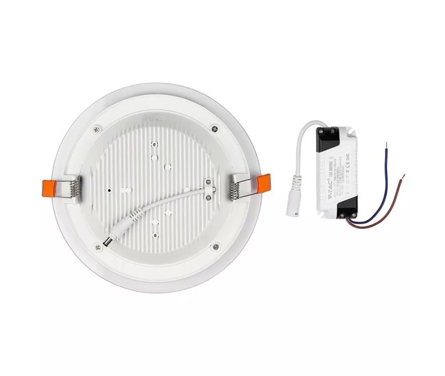 Panou led rotund incorporabil 18w 4000k alb neutru, sticla