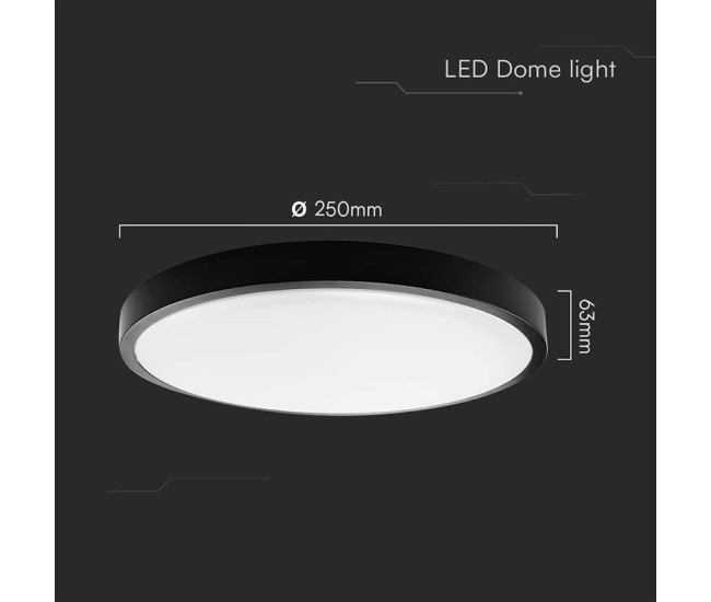 Plafoniera led 18w ip44 6500k alb rece - negru