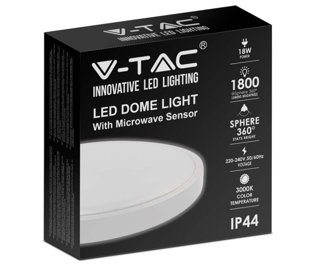 Plafoniera led 18w 6500k ip44 cu senzor de miscare